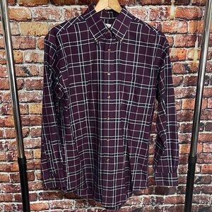 Brooks brothers Madison non-iron long sleeve Men's Purple Checkered Shirt small